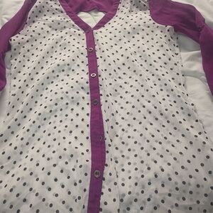 Vanity Purple and White Polka Dot Blouse
